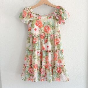 Bonnie Jean Girls' Chiffon Floral Tiered Dress size 5